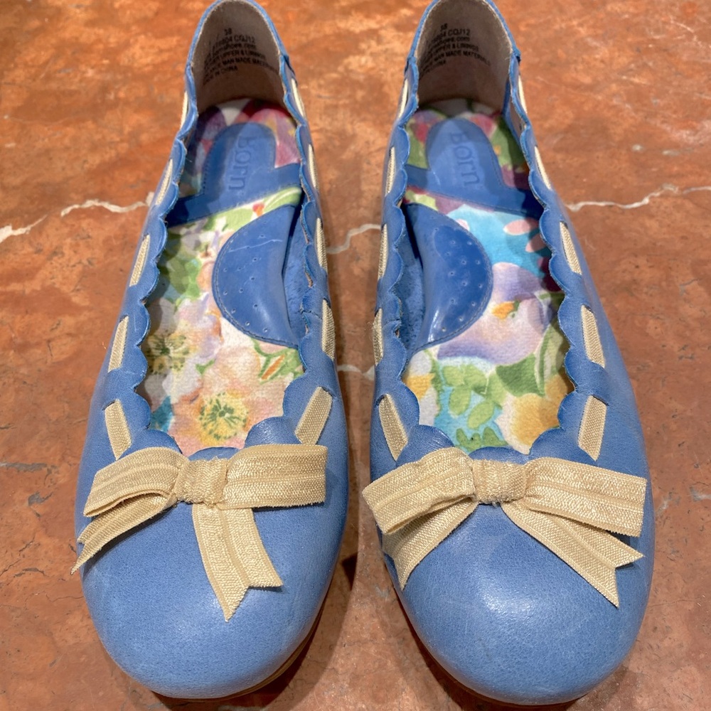 Born blue leather women’s flats
